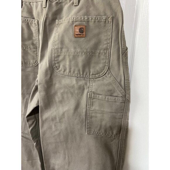 Carhartt Mens Dungaree Fit Work Pants 33x32 B11DES Tan 100% Cotton Durable Const - Picture 4 of 9